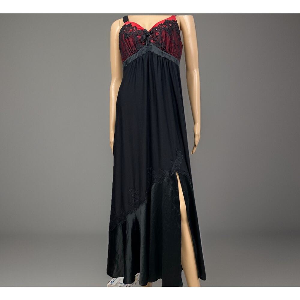 Soma Eloquence Set Maxi Nightgown Chemise Kimono Robe Black Red Lace Medium - Picture 4 of 13